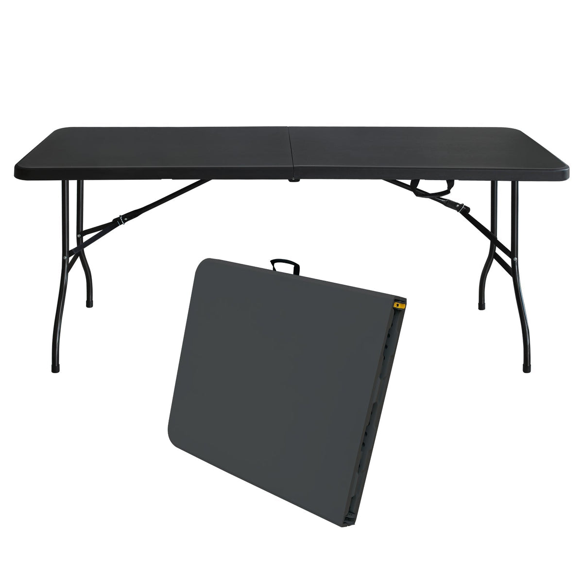 Folding Table 180cm, Portable Heavy Duty Multi-Functional, Black