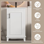 Floor-standing Bathroom Vanity Unit with Integrated Ceramic Sink and Adjustable Shelves, White