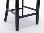 Contemporary Velvet Upholstered Barstools Set of 2 with Button Tufting & Wooden Legs, Gray
