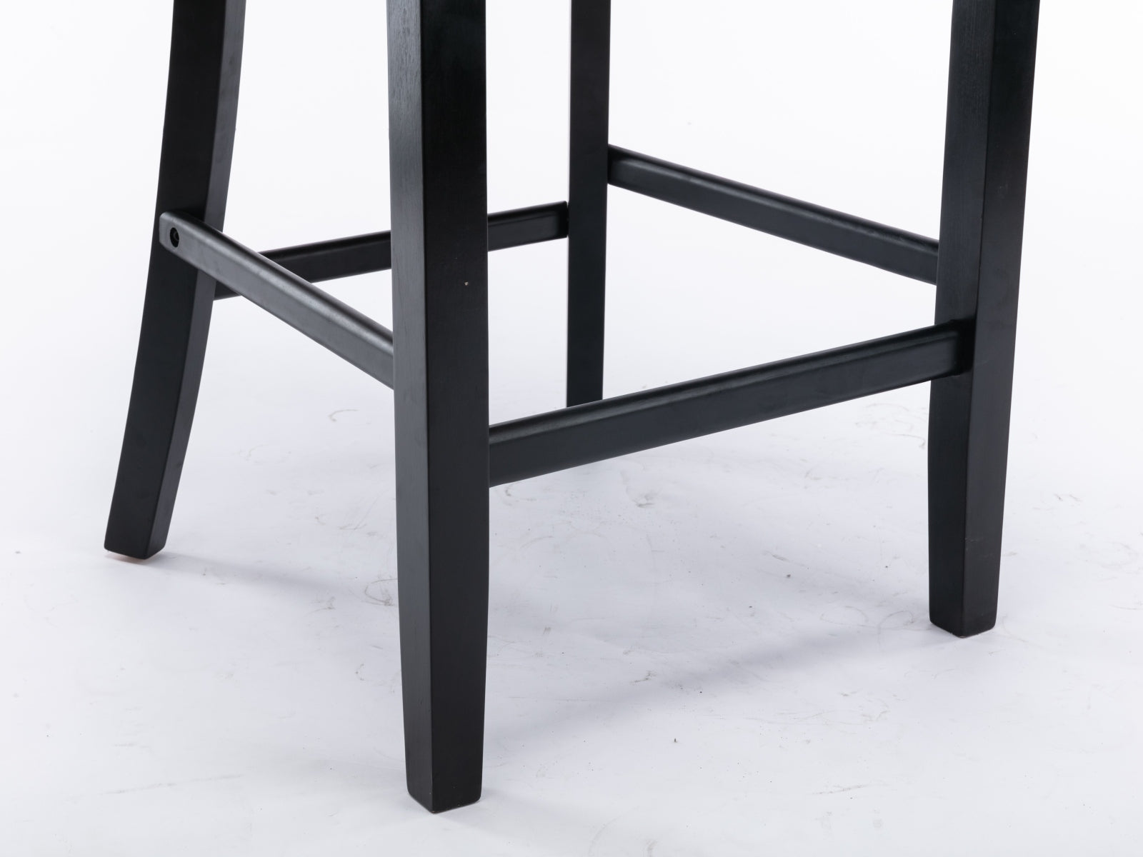 Contemporary Velvet Upholstered Barstools Set of 2 with Button Tufting & Wooden Legs, Gray