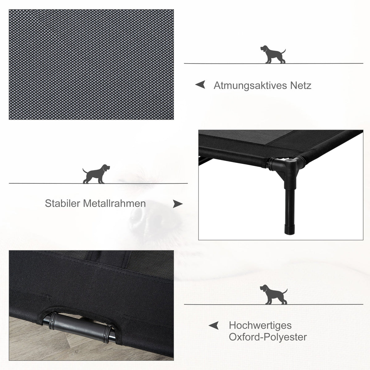 Dog Lounger Elevated Outdoor Bed & Sofa, Oxford Black
