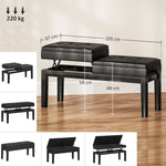 Piano Bench, Height-Adjustable, Storage, 220 kg Capacity, Faux Leather, Black