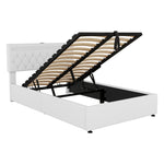 Upholstered Flat Bed 140x200cm with Storage & USB - White