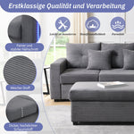 Sofa, 5-Cushion Supreme Set LED 3-Seater with Ottoman, Modular L-Shaped