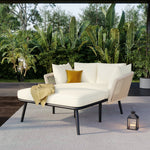 Garden Sofa with Cushions and Pillows, Outdoor Sun Lounger and Furniture Set, Beige