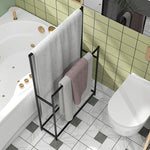 Towel Rail, Freestanding with 2 Rails, Metal, Black