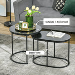 Coffee Tables, Stackable Round Oval MDF & Steel, Black