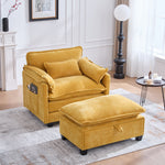 Armchair, Oversized with Footrest & Stool, Velvet