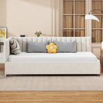 Upholstered Bed Sofa Bed, 90x200 Multifunctional with Slatted Frame, Beige Velvet Fabric