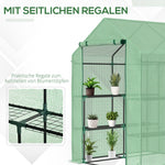 Walk-in Greenhouse, 8 Shelves for Tomatoes Optimal Plant Care, Steel & PE Plastic, Green