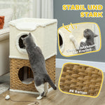 Cat Scratching Barrel, Three-Tier 75.5 cm High, Cream White