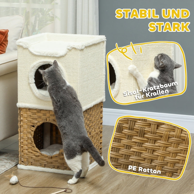 Cat Scratching Barrel, Three-Tier 75.5 cm High, Cream White