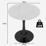 Coffee Table 27.6-inch Mid-Century Modern Round Marble Top - Black