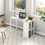 Desk with Storage, Steel Frame, Oak
