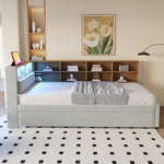 Sofa Bed 90x200 Pull-out LED Storage Flannel Light Grey