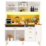 Tall Cabinet with LED Lighting and Pegboard Shelves, White