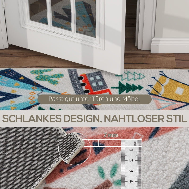 Highway Pattern Rug, Soft Fleece Easy Care, White Colorful