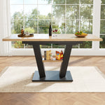 Telescopic Dining Table Extendable 118-157cm - Wood Color