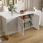 Sideboard, 150cm Modern Luxurious 4-Door with Adjustable Shelves, White High-Gloss