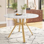 Dining Set 5-Piece Round Marble Table 4 Velvet Chairs - Grey