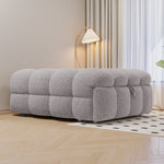 Upholstered Bed 2-in-1 Footstool Pull-Out Single Sofa Teddy Fabric Grey