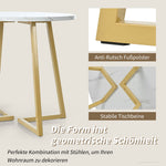 Round Dining Table Unique Metal Frame Marble Pattern White/Gold