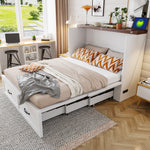 Folding Bed 140x200cm with Storage & Socket, White Metal Frame
