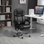 Office Chair, Ergonomic Vibration Massage Heating Reclining Footrest, Faux Leather Black