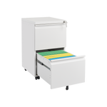 Mobile File Cabinet 2-Drawer with Lock Legal/Letter Size Steel - White
