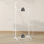Clothes Rack, Mobile Wardrobe Rail 5 Hooks Shoe Rack, White