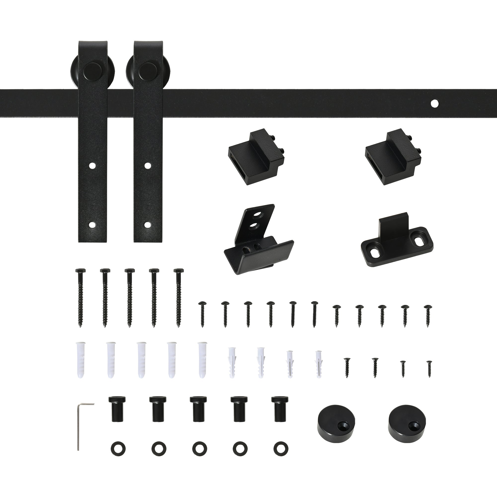 Single Sliding Door Track System Accessories, Carbon Steel, Black