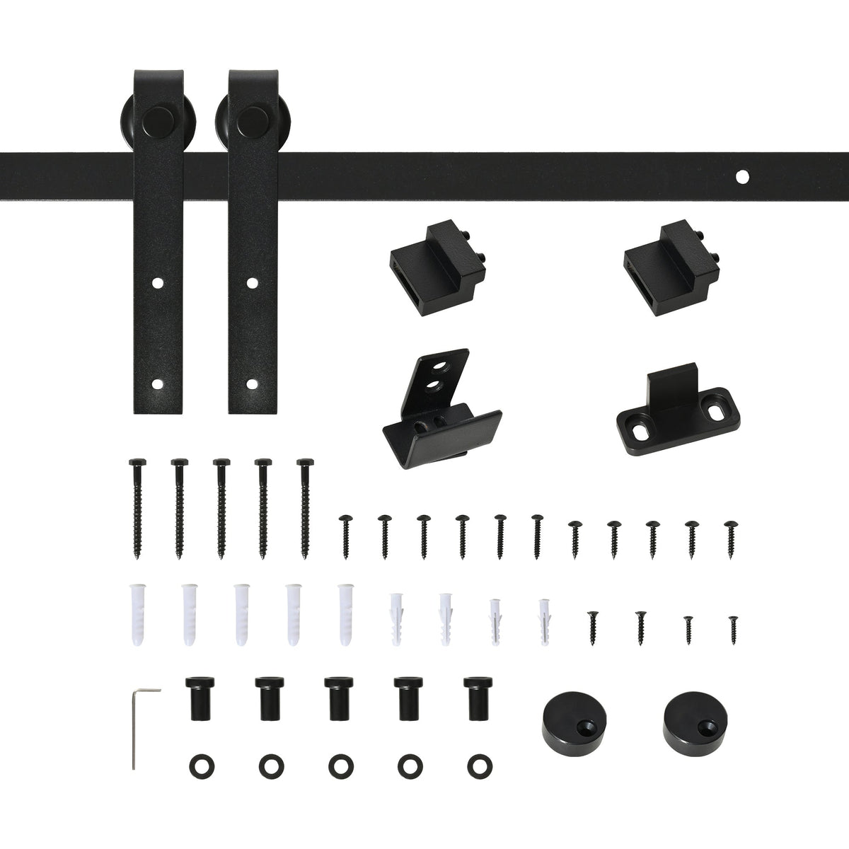 Single Sliding Door Track System Accessories, Carbon Steel, Black