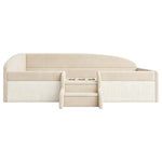 Children's Upholstered Bed 90x190cm with Steps, Beige Velvet