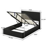 Modern Bed with Hydraulic Lift & Storage, 140x200 cm - Black