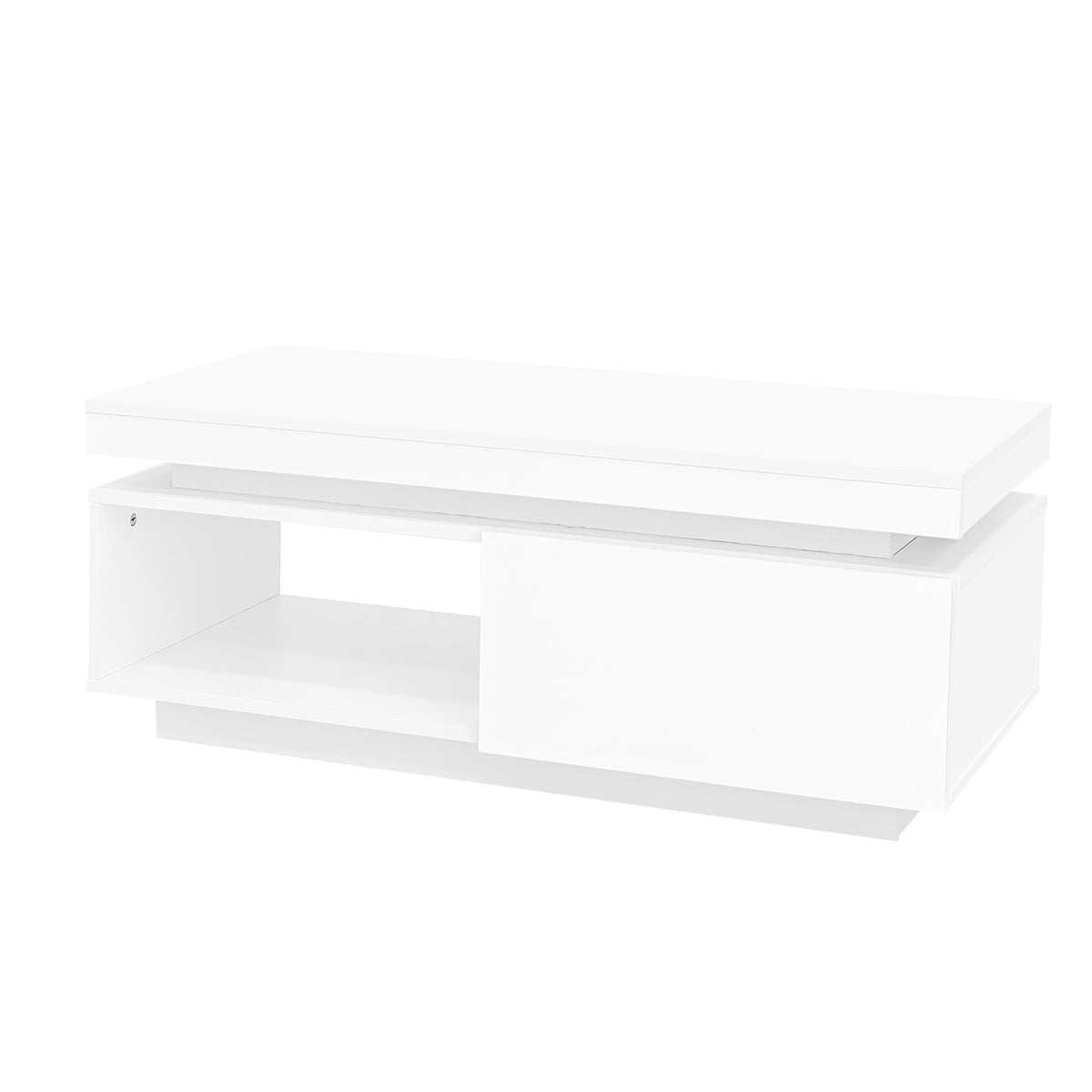 High-gloss TV Cabinet Set + Coffee Table, Living Room Wall Unit, White