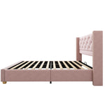Upholstered Bed 90x200cm Headboard Button Studded Slatted Frame - Velvet Pink