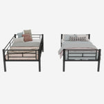 Twin over Twin Bunk Bed Convertible 2 Beds Ladders Railings, Metal Structure