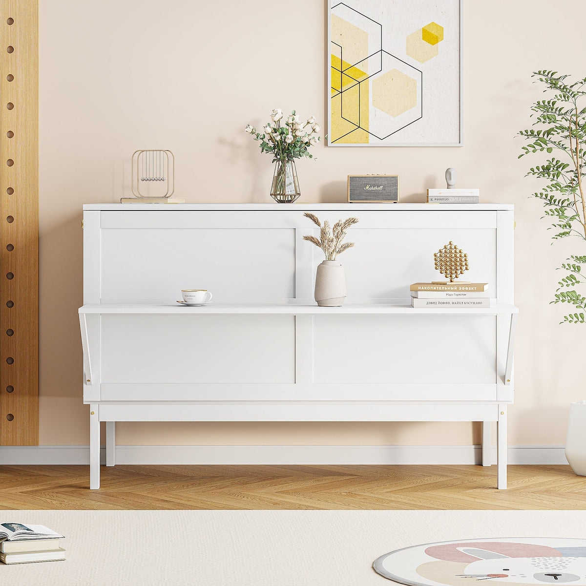 Wall Bed, 140x200 cm, Slatted Frame, White