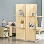 Bamboo Room Divider, 2 Shelves, Foldable, Natural