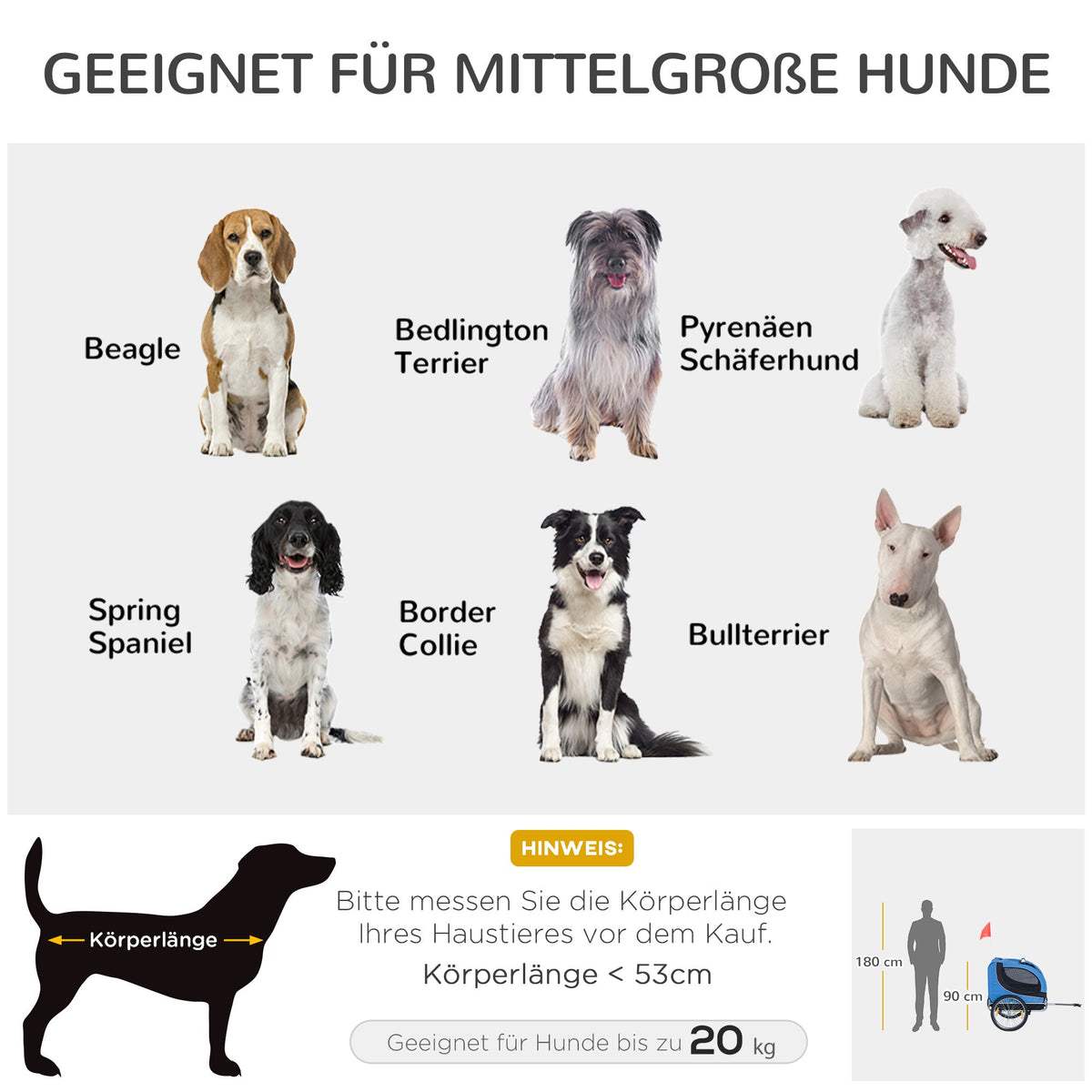Dog Trailer, Bicycle Transporter, Blue+Black