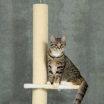 Cat Tree, Height-Adjustable Anti-Slip Sisal Rope, Yellow/White/Blue