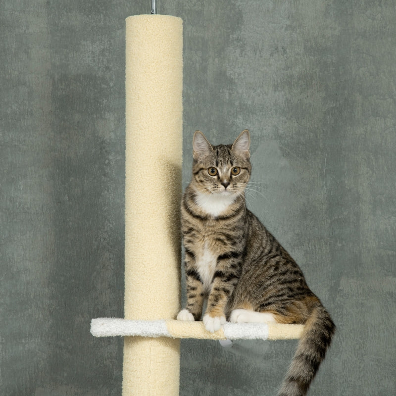 Cat Tree, Height-Adjustable Anti-Slip Sisal Rope, Yellow/White/Blue