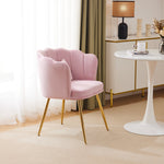 Armchair: Velvet Petal Back with Gold Legs, Modern