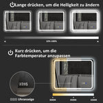 Bathroom Mirror 70x90cm LED Anti-Fog Clock Bluetooth, Silver