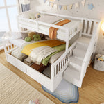 Bunk Bed 90/140x200cm Hydraulic Storage Ladder White