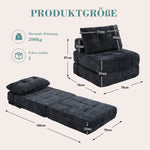 Folding Sofa Bed with Pillows & Backrest, Portable Floor Sofa for Living Room & Bedroom