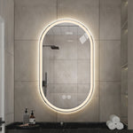 Frameless Oval Smart Mirror, 60x100cm Anti-Fog Touch Screen Bathroom, Glass