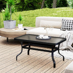 Side Table, Tempered Glass Coffee Table 95x55 cm, Black