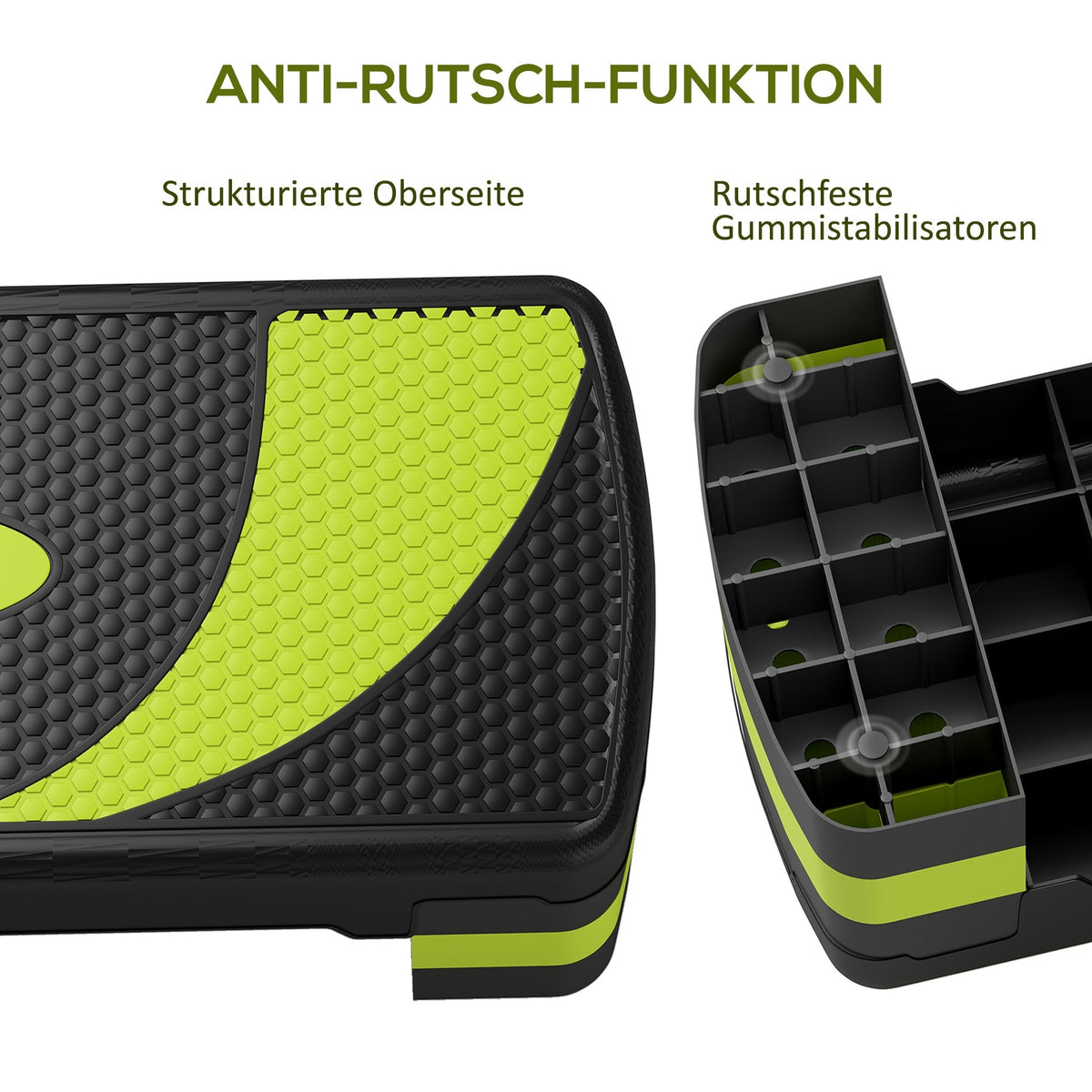 Step Board Aerobic Stepper, Adjustable 3 Levels, 150 kg, Green