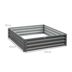Raised Bed Planter, 120 x 120 x 30 cm, Light Gray Steel